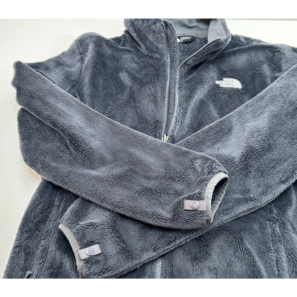 The North Face Gray Full Zip Osito Fleece Coat Jacket Plush Fuzzy Silver Size L - Picture 7 of 9